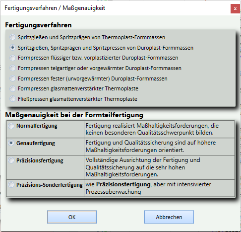 Fertigungsverfahren, Maßgenauigkeit